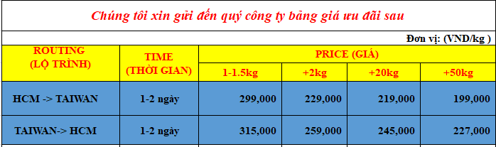 chuyển phát nhanh đi Đài Loan